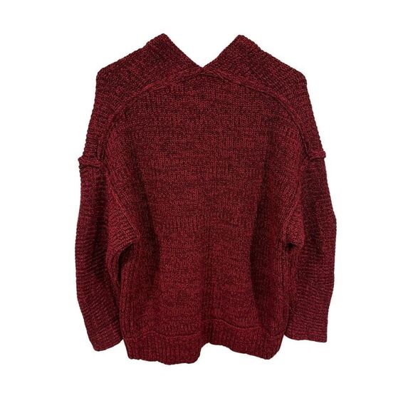 Free People High Hopes Burgundy Marled Drop Shoulder Open Cardigan Size Small - Picture 4 of 9